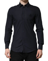 Dolce & Gabbana Dark Blue MARTINI Cotton Dress Formal Shirt - IT38 | XS - Shirts