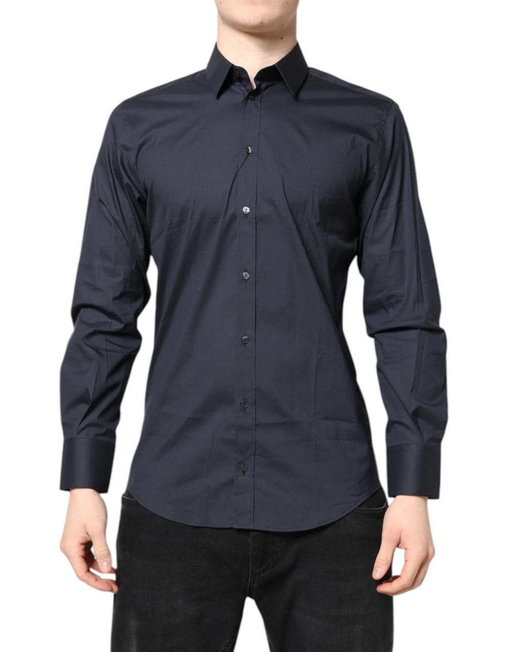 Dolce & Gabbana Dark Blue MARTINI Cotton Dress Formal Shirt - IT39 | S - Shirts
