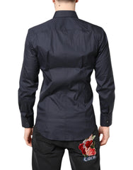Dolce & Gabbana Dark Blue MARTINI Cotton Dress Formal Shirt - IT39 | S - Shirts