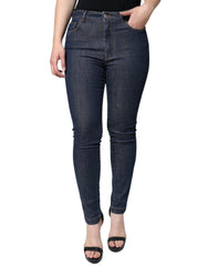 Dolce & Gabbana Dark Blue QUEEN Cotton Skinny Denim Jeans - IT42|M - Jeans