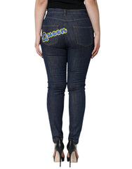 Dolce & Gabbana Dark Blue QUEEN Cotton Skinny Denim Jeans - IT42|M - Jeans