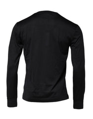 Dolce & Gabbana Dark Blue Silk Crew Neck Men Pullover Sweater - Sweaters