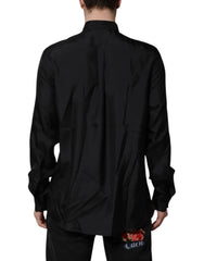 Dolce & Gabbana Dark Blue Silk MARTINI Men Formal Dress Shirt - IT41 | L - Shirts