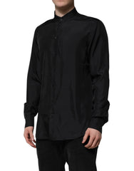 Dolce & Gabbana Dark Blue Silk MARTINI Men Formal Dress Shirt - IT41 | L - Shirts