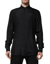 Dolce & Gabbana Dark Blue Silk MARTINI Men Formal Dress Shirt - IT41 | L - Shirts