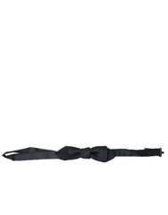 Dolce & Gabbana Dark Blue Silk Satin Adjustable Neck Men Papillon Bow Tie - Neckties