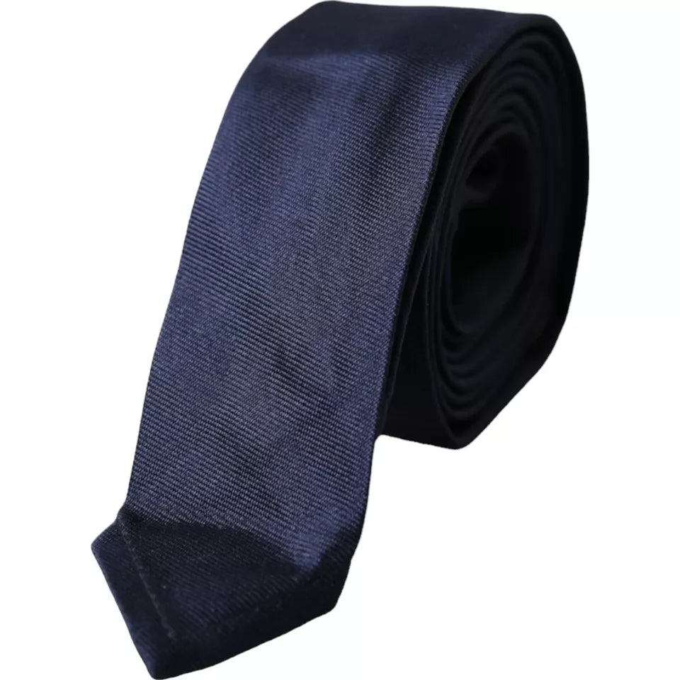 Dolce & Gabbana Dark Blue Silk Skinny Adjustable Tie - Neckties