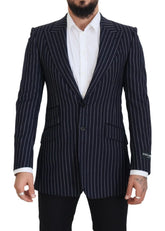 Dolce & Gabbana Dark Blue Stripe Wool Single Breasted Blazer - IT48 | M - Sport Jackets