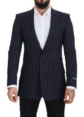 Dolce & Gabbana Dark Blue Stripe Wool Single Breasted Blazer - IT48 | M - Sport Jackets