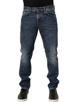Dolce & Gabbana Dark Blue Washed Mid Waist Straight Men Denim Jeans - IT48 | M