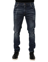 Dolce & Gabbana Dark Blue Washed Running Ripped Denim Jeans - IT58 | XXL - Jeans