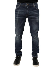 Dolce & Gabbana Dark Blue Washed Running Ripped Denim Jeans - IT58 | XXL - Jeans