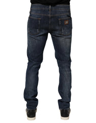 Dolce & Gabbana Dark Blue Washed Running Ripped Denim Jeans - IT58 | XXL - Jeans