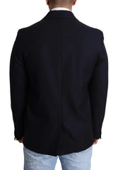 Dolce & Gabbana Dark Blue Wool Single Breasted Coat Jacket - IT46 | S - Overcoats