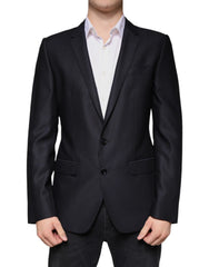 Dolce & Gabbana Dark Blue Wool Single Breasted Dress Coat Blazer - IT48 | M - Sport Jackets
