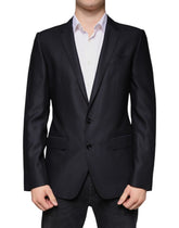 Dolce & Gabbana Dark Blue Wool Single Breasted Dress Coat Blazer - IT48 | M - Sport Jackets