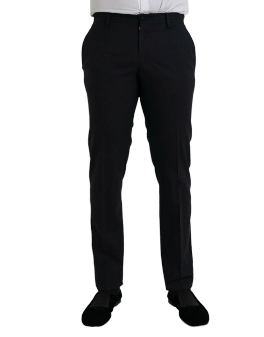 Dolce & Gabbana Dark Blue Wool Slim Fit Formal Pants - IT48 | M - Trousers