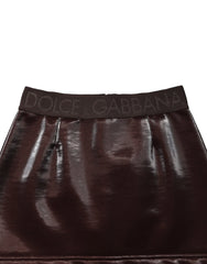 Dolce & Gabbana Dark Brown Cotton Fitted High Waist Mini Skirt - IT40|S
