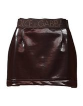 Dolce & Gabbana Dark Brown Cotton Fitted High Waist Mini Skirt - IT40|S