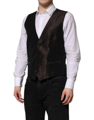 Dolce & Gabbana Dark Brown Dress Formal Men Waistcoat Vest - IT50 | L - Vests