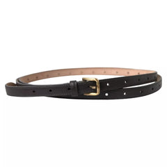 Dolce & Gabbana Dark Brown Leather Gold Metal Buckle Women Belt - 145cm - Belts