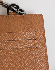 Dolce & Gabbana Dark Brown Leather Lanyard Logo Card Holder Men Wallet - Card Cases