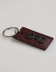 Dolce & Gabbana Dark Brown Leather Logo Metal Ring Men Keychain Keyring - Keychains