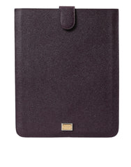 Dolce & Gabbana Dark Brown Leather Logo Plaque Cover Sleeve Tablet Case - Handheld Device Accessories