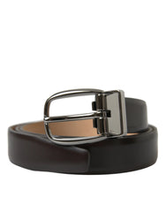 Dolce & Gabbana Dark Brown Leather Silver Metal Buckle Belt - 90 cm / 36 Inches - Belts
