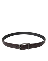 Dolce & Gabbana Dark Brown Perforated Leather Metal Buckle Belt Men - 85 cm / 34 Inches - Belts