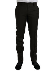 Dolce & Gabbana Dark Brown Wool Slim Fit Formal Pants - IT48 | M - Trousers
