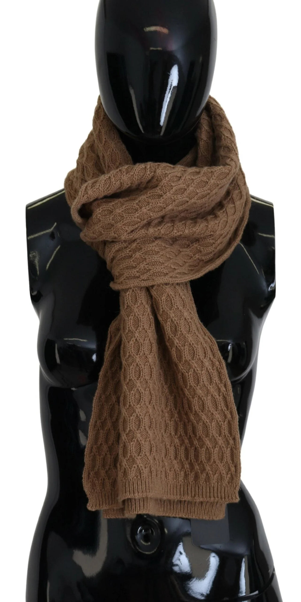 Dolce & Gabbana Dark Brown Wrap Shawl Knitted Camel Scarf - Scarves & Shawls