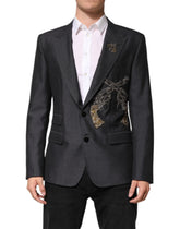 Dolce & Gabbana Dark Gray Bee Embroidery SICILIA Coat Blazer - IT52 | XL - Sport Jackets