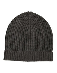 Dolce & Gabbana Dark Gray Cashmere Knit Winter Beanie Hat - Beanies