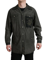 Dolce & Gabbana Dark Gray Cotton Collared Long Sleeves Shirt - IT41 | L - Shirts