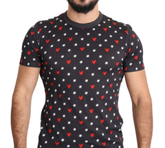 Dolce & Gabbana Dark Gray Hearts Print Cotton Men T-shirt - IT48 | M - T-Shirts