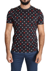 Dolce & Gabbana Dark Gray Hearts Print Cotton Men T-shirt - IT48 | M - T-Shirts