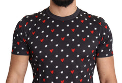 Dolce & Gabbana Dark Gray Hearts Print Cotton Men T-shirt - IT48 | M - T-Shirts