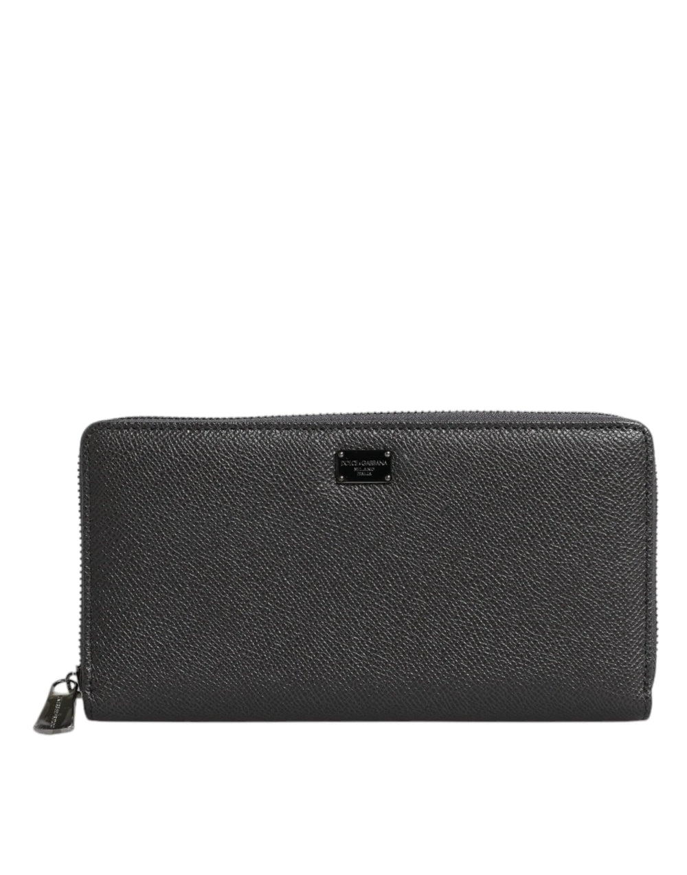 Dolce & Gabbana Dark Gray Leather DG Logo Zip Around Continental Wallet - Wallets