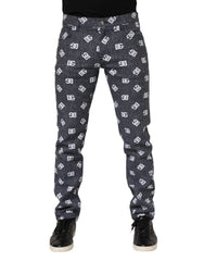 Dolce & Gabbana Dark Gray Logo Cotton Skinny Slim Denim Jeans - Jeans