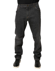 Dolce & Gabbana Dark Gray Slim Fit Cotton Men Denim Jeans - IT58 | XXL