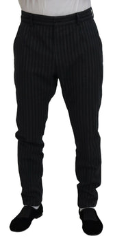 Dolce & Gabbana Dark Gray Stripes Chino Dress Pants - IT52 | L - Chinos