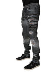 Dolce & Gabbana Dark Gray Tattered Cotton Skinny Denim Jeans - IT48 | M - Jeans