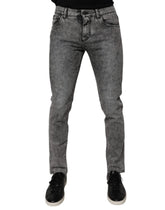 Dolce & Gabbana Dark Gray Washed Cotton Slim Fit Denim Jeans - Jeans