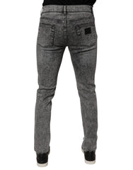 Dolce & Gabbana Dark Gray Washed Cotton Slim Fit Denim Jeans - Jeans