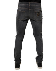 Dolce & Gabbana Dark Gray Washed Cotton Slim Fit Denim Jeans - IT52 | XL