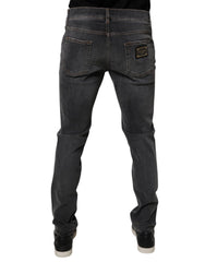 Dolce & Gabbana Dark Gray Washed Cotton Slim Fit Denim Jeans - IT52 | XL - Jeans