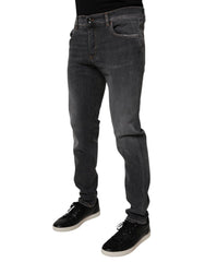 Dolce & Gabbana Dark Gray Washed Cotton Slim Fit Denim Jeans - IT52 | XL