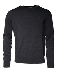 Dolce & Gabbana Dark Gray Wool Crew Neck Pullover Sweater - IT46 | S - Sweaters