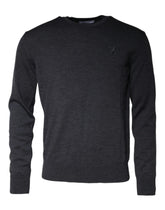 Dolce & Gabbana Dark Gray Wool Crew Neck Pullover Sweater - IT46 | S - Sweaters